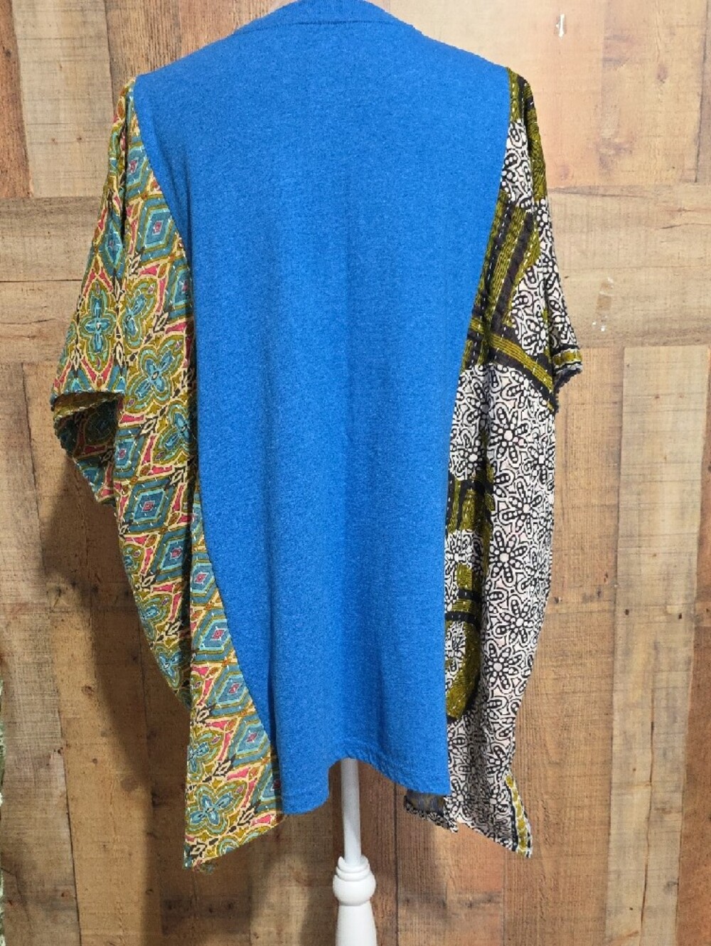 Upcycled Blue Foo Fighters Graphic Tee – Kantha Poncho Sleeve - Picture 7 of 7